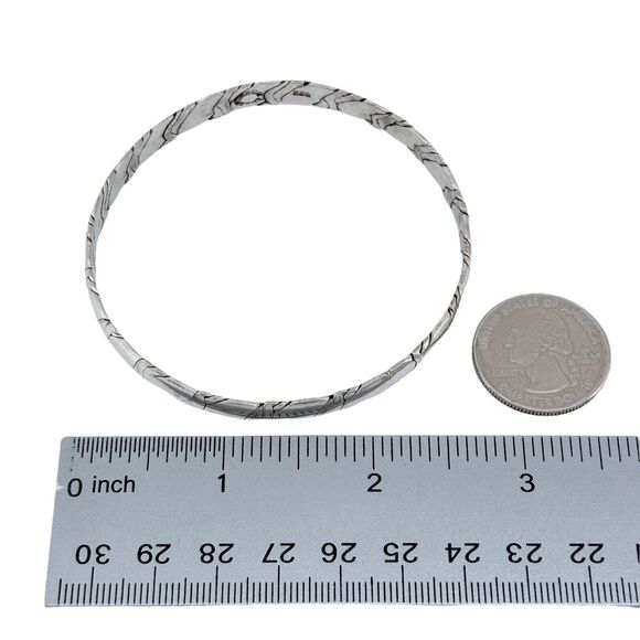 Vintage Taxco Mexico Sterling Silver 925 Textured Bangle Bracelet 8" - Picture 4 of 6